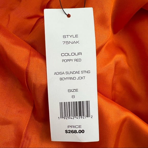 🌅 NWT French Connection Boyfriend Jacket, Adisa Sundae Oversized Blazer Red - Picture 10 of 12